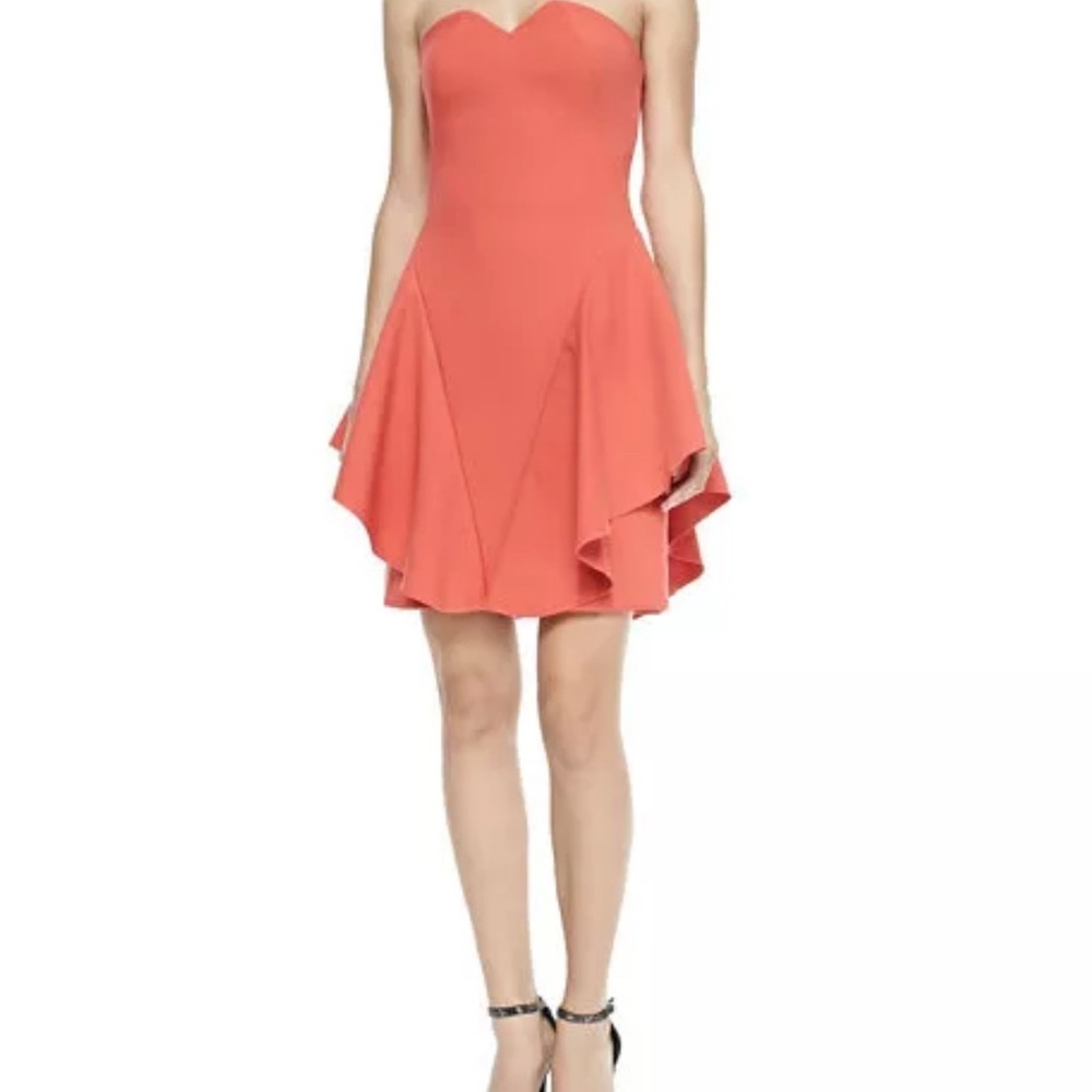 Halston Heritage Corset Strapless Dress in Melon Sz 4